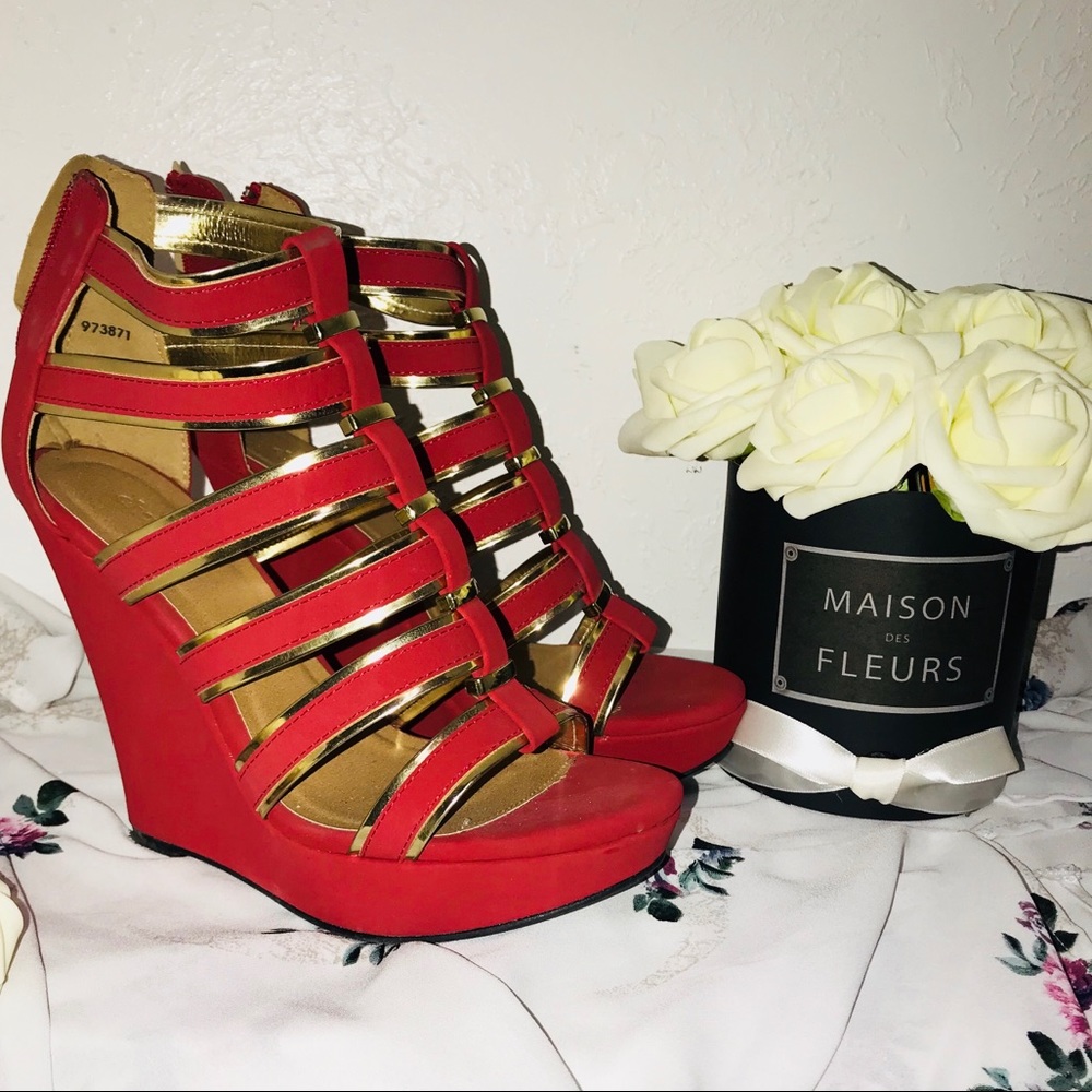 Red and gold wedges